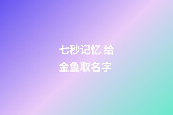 七秒记忆 给金鱼取名字